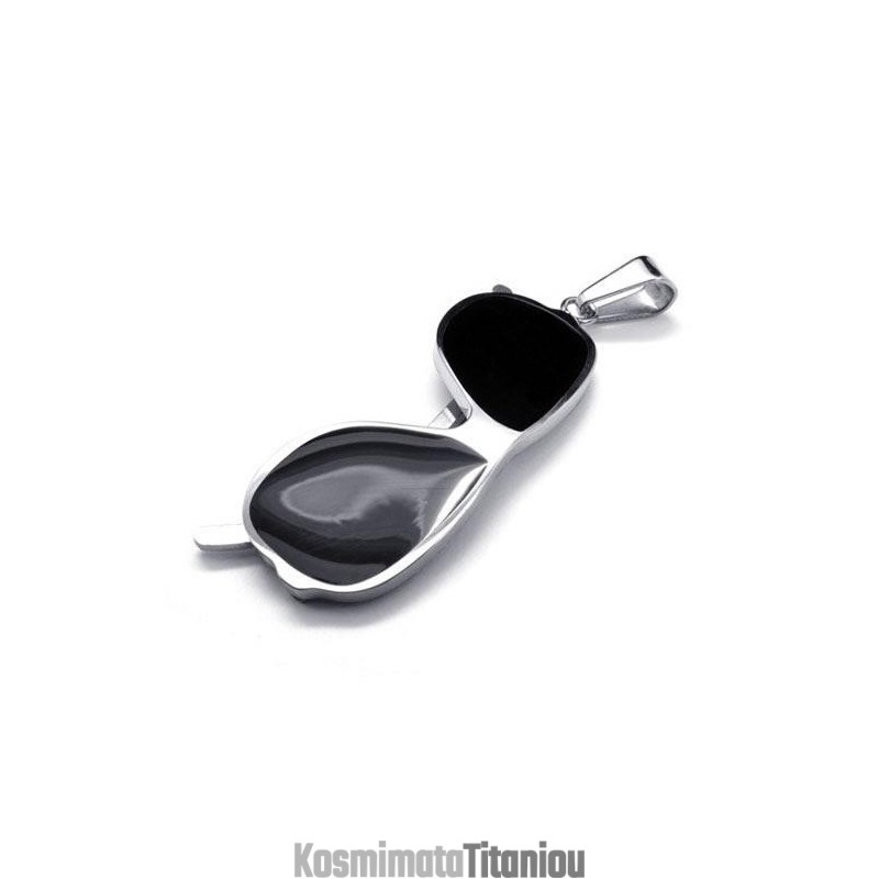 Μαύρο Μενταγιόν Κολιέ Από Τιτάνιο Με Μοντέλο Γυαλιών Ηλίου