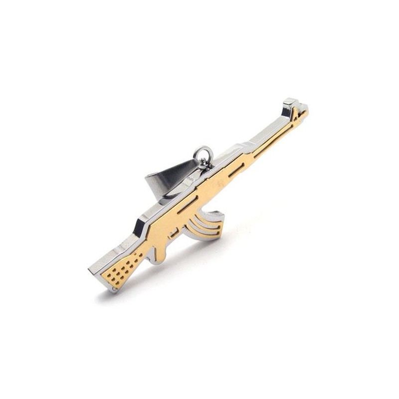 Ανδρικό Κολιέ Με Κρεμαστό Κόσμημα Ak47 Από Χρυσό Καθαρό Τιτάνιο