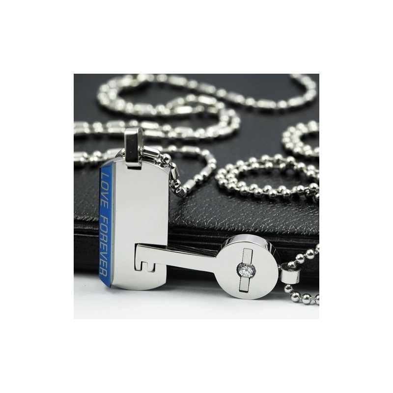 Κολιέ Από Τιτάνιο Με Κλειδαριά Και Κλειδί Sweetheart Lovers