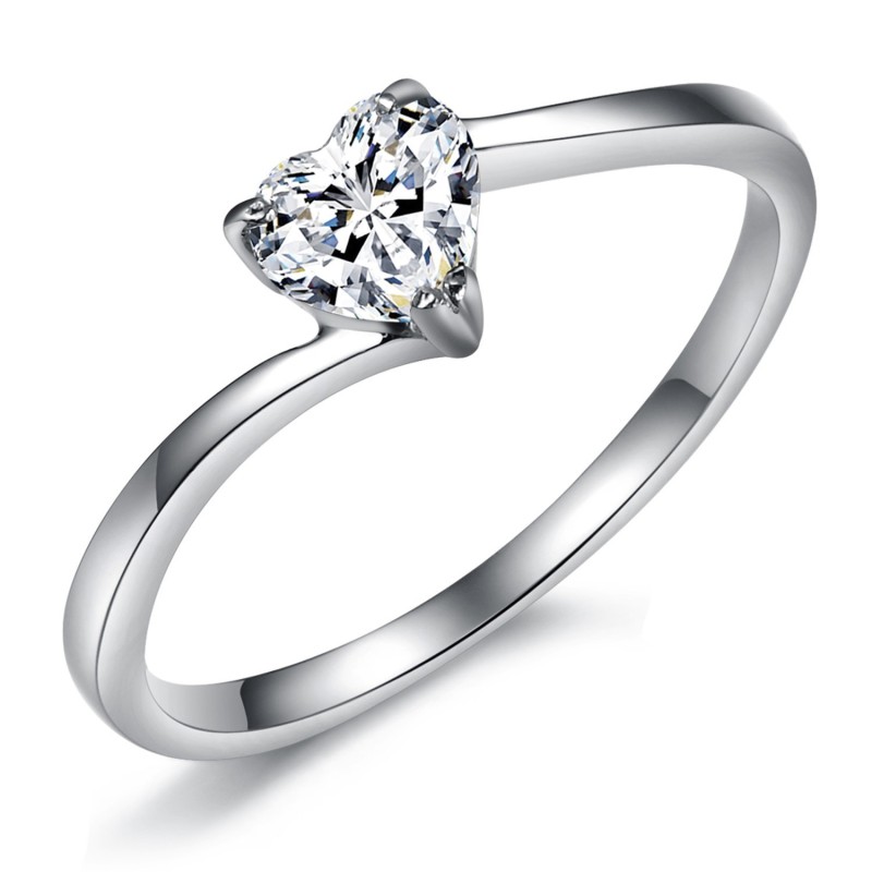 Εξαιρετικής Ποιότητας Γυναικείο Δαχτυλίδι Τιτανίου Με Καρδιά Και Στρας