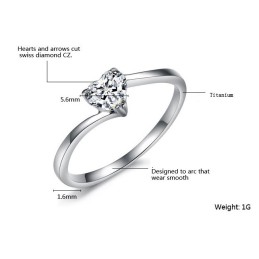 Εξαιρετικής Ποιότητας Γυναικείο Δαχτυλίδι Τιτανίου Με Καρδιά Και Στρας