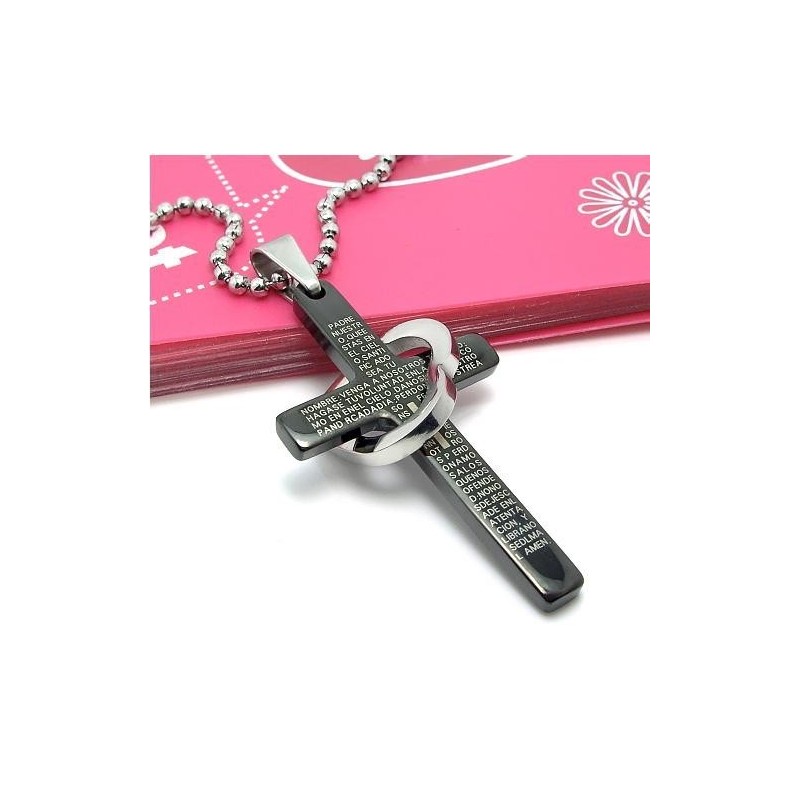 Κολιέ Cool Man Heart Cross Bible Black Titanium Steel (Καινούριο) Κολιέ Cool Man Heart Cross Bible Black Titanium Steel (Καινούριο)