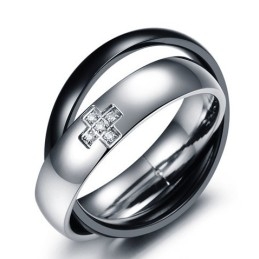 Σταθερής Ποιότητας Δαχτυλίδι Τιτανίου Με Σταυρό Για Εραστές Με Διαμάντι