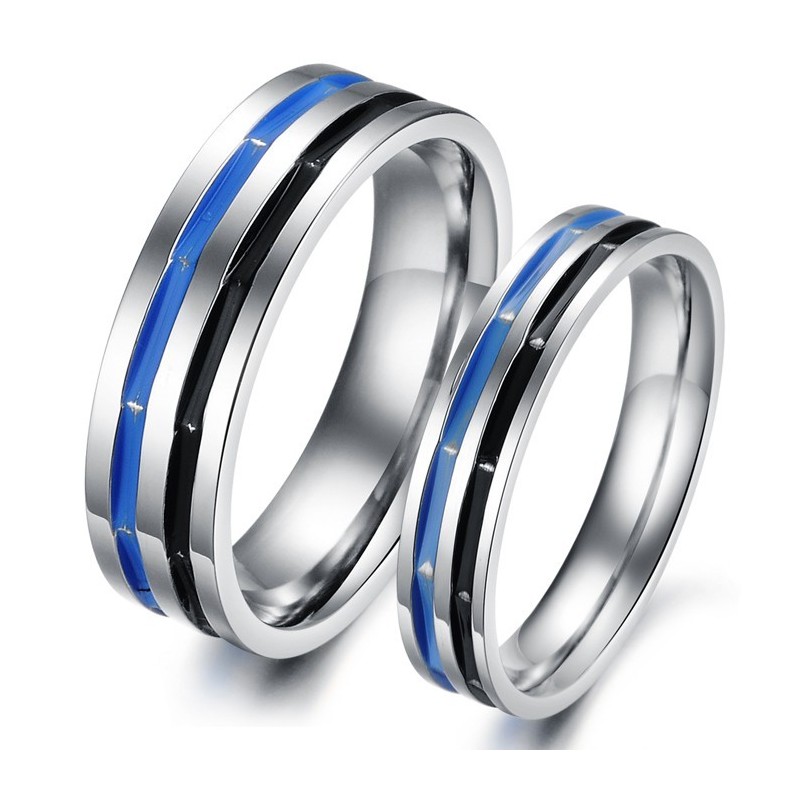 Εύκολο Στη Χρήση Μπλε-Μαύρο Δαχτυλίδι Τιτανίου Για Ερωτευμένους