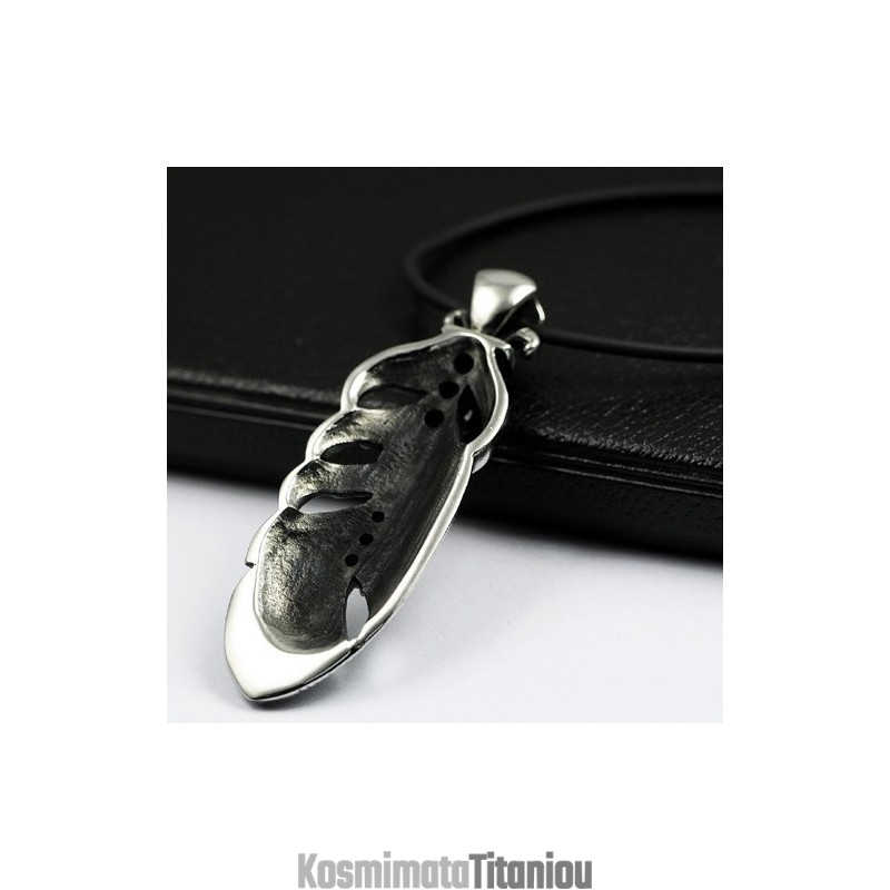 Κολιέ Μενταγιόν Από Τιτάνιο Με Φτερά Κρανίου Και Καυτό Στυλ Μόδας