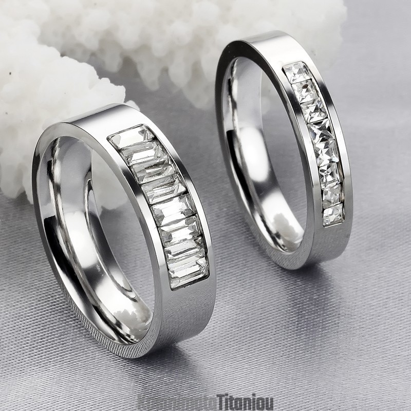 Δαχτυλίδι Τιτανίου Μεγάλης Ποικιλίας Για Εραστές Με Στρας