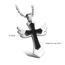 Σταθερό Κολιέ Τιτανίου Με Σταυρό Και Ασημί Κόσμημα