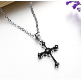 Κολιέ Από Τιτάνιο Με Γυναικείο Σταυρό Εξαιρετικής Ποιότητας Και Στρας