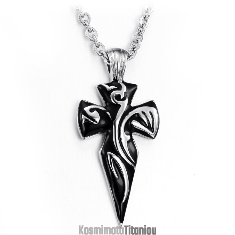 Κολιέ Από Τιτάνιο Με Σταυρό Εξαιρετικής Ποιότητας Και Σχέδιο
