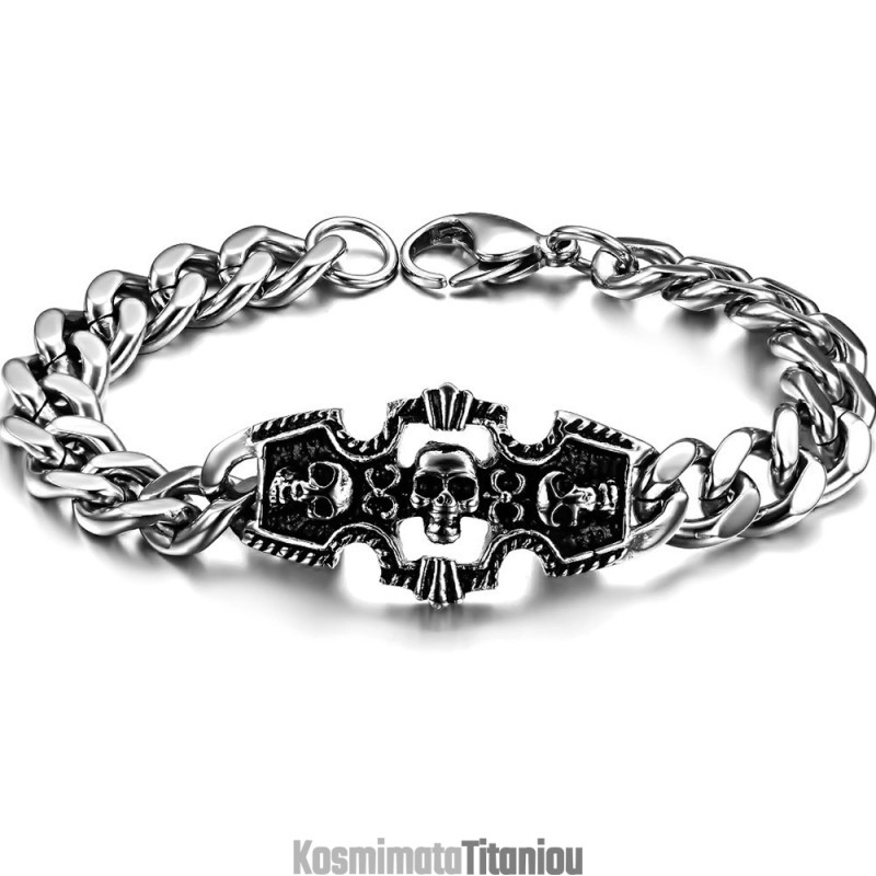 Βραχιόλι Τιτανίου Εξαιρετικής Ποιότητας Για Άνδρες Με Κρανίο