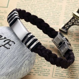 Αξιόπιστο Ποιοτικό Καφέ Δερμάτινο Βραχιόλι Τιτανίου