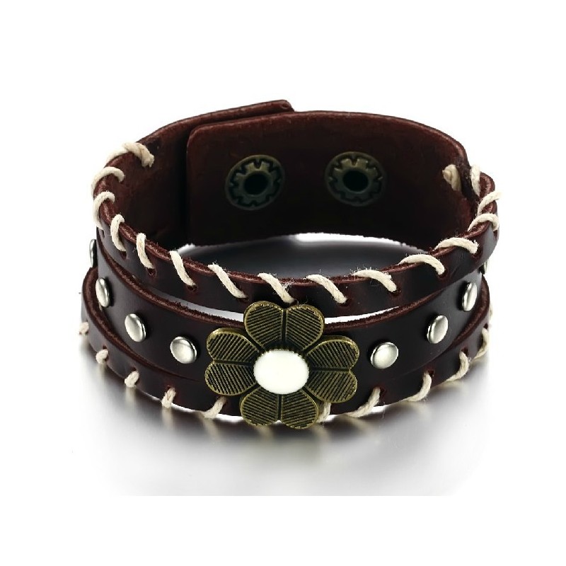 Unisex Δερμάτινο Βραχιόλι Από Τιτάνιο The King Of Quantity