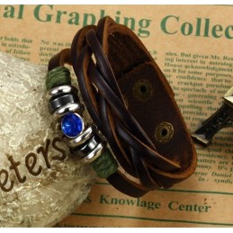 Πλήρης Σε Προδιαγραφές Βραχιόλι Από Τιτάνιο Με Δερμάτινο Σκελετό Και Στρας