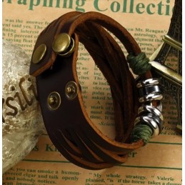 Πλήρης Σε Προδιαγραφές Βραχιόλι Από Τιτάνιο Με Δερμάτινο Σκελετό Και Στρας