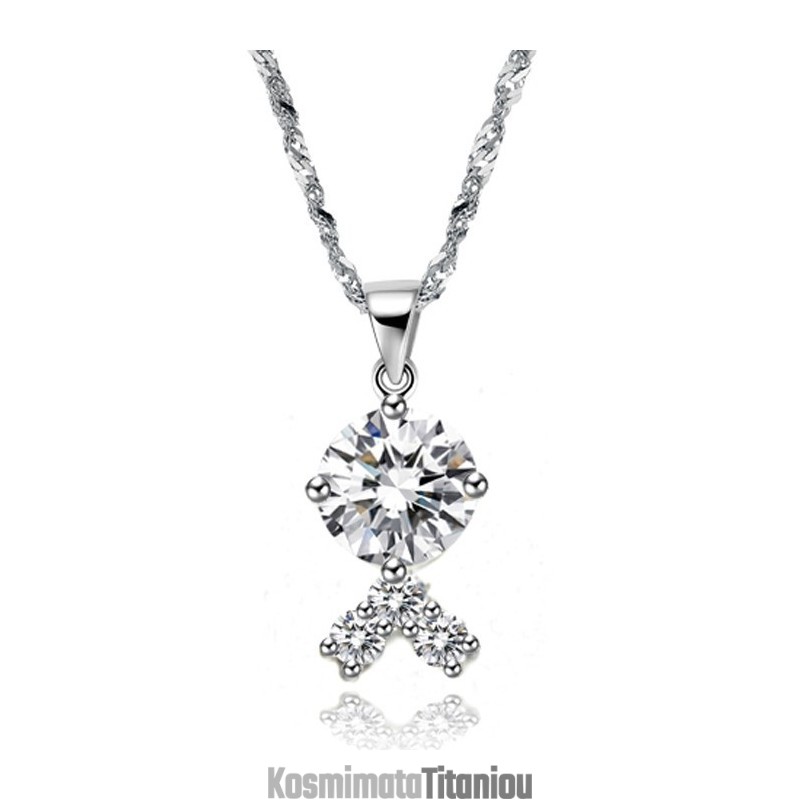 Αξιόπιστη Ποιοτική Γυναικεία Επιπλατινωμένη Κολιέ Τιτανίου Με Στρας