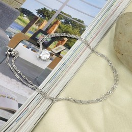 Γυναικείο Κολιέ Από Τιτάνιο Με Επιπλατινωμένη Εξαιρετικής Ποιότητας Και Διαμάντι