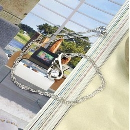 Γυναικείο Κολιέ Από Τιτάνιο Με Επιπλατινωμένη Και Διαμάντι, Μεγάλη Ποικιλία