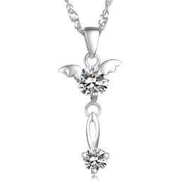 Γυναικείο Κολιέ Τιτανίου Με Επιπλατινωμένη Και Διαμάντι, Εγγυημένης Ποιότητας Και Ποσότητας