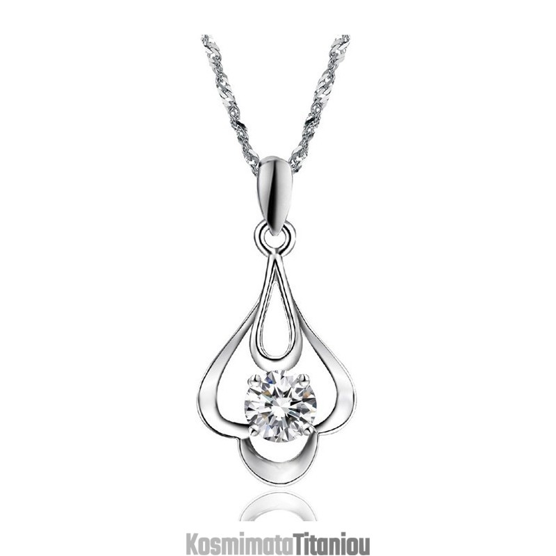 Γυναικείο Κολιέ Τιτανίου Με Επιπλατινωμένη Και Διαμάντι, Εγγυημένης Ποιότητας Και Ποσότητας