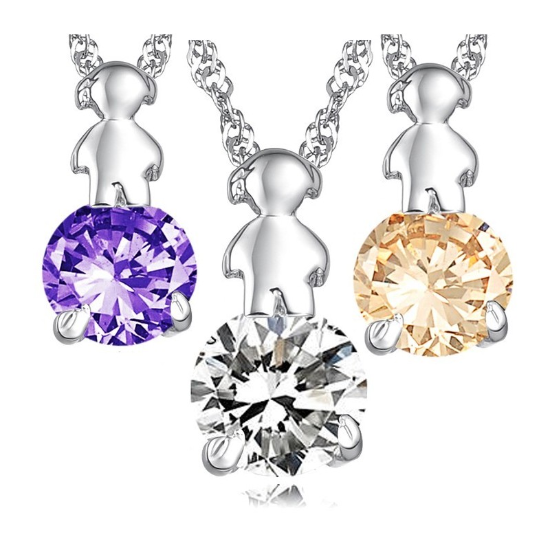 Ανθεκτικό Σε Χρήση Γυναικείο Κολιέ Από Τιτάνιο Με Επιπλατινωμένη Και Διαμάντι