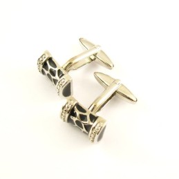 Μανικετόκουμπα Από Τιτάνιο Με Μαύρα Λουλούδια Και Τύμπανο