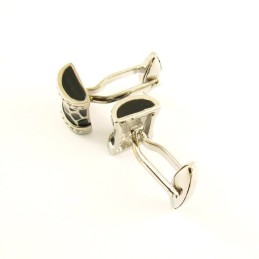 Μανικετόκουμπα Από Τιτάνιο Με Μαύρα Λουλούδια Και Τύμπανο