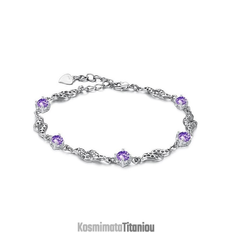 Βραχιόλι Τιτανίου Εξαιρετικής Ποιότητας Με Επιπλατινωμένη Και Διαμάντι