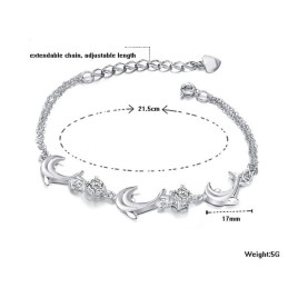 Γυναικείο Βραχιόλι Τιτανίου Με Επιπλατινωμένο Σκελετό Σε Σχήμα Δελφινιού, Εγγυημένης Ποιότητας Και Ποσότητας, Με Κρύσταλλο