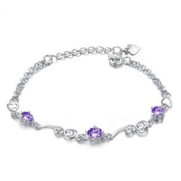 Γυναικείο Βραχιόλι Τιτανίου Υψηλής Ποιότητας Με Μωβ Επιπλατινωμένο Και Διαμάντι