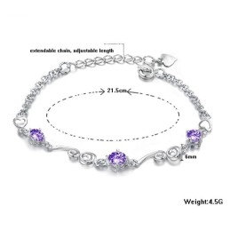 Γυναικείο Βραχιόλι Τιτανίου Υψηλής Ποιότητας Με Μωβ Επιπλατινωμένο Και Διαμάντι