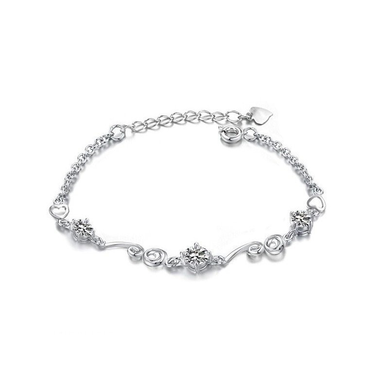 Γυναικείο Βραχιόλι Τιτανίου Με Επιπλατινωμένη Και Στρας, Εγγυημένης Ποιότητας Και Ποσότητας