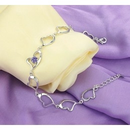 Βραχιόλι Τιτανίου Υψηλής Ποιότητας Με Επιπλατινωμένη Και Γυναικεία Καρδιά Και Διαμάντι