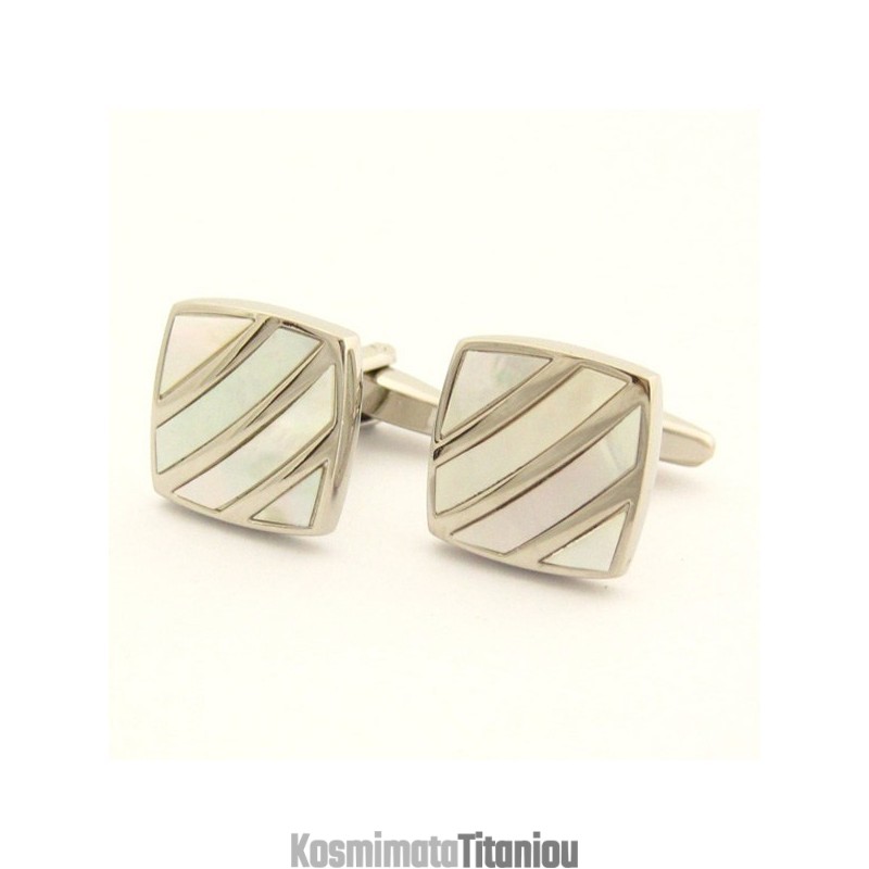 Μανικετόκουμπα Elegance Shell Με Ρίγες Από Τιτάνιο Σε Σχήμα Ελεφαντόδοντου Μανικετόκουμπα Elegance Shell Με Ρίγες Από Τιτάνιο Σε Σχήμα Ελεφαντόδοντου