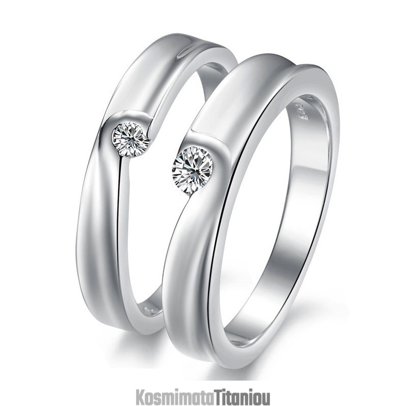 Δαχτυλίδι Τιτανίου Με Επιπλατινωμένη Σταθερής Ποιότητας Για Εραστές Με Στρας