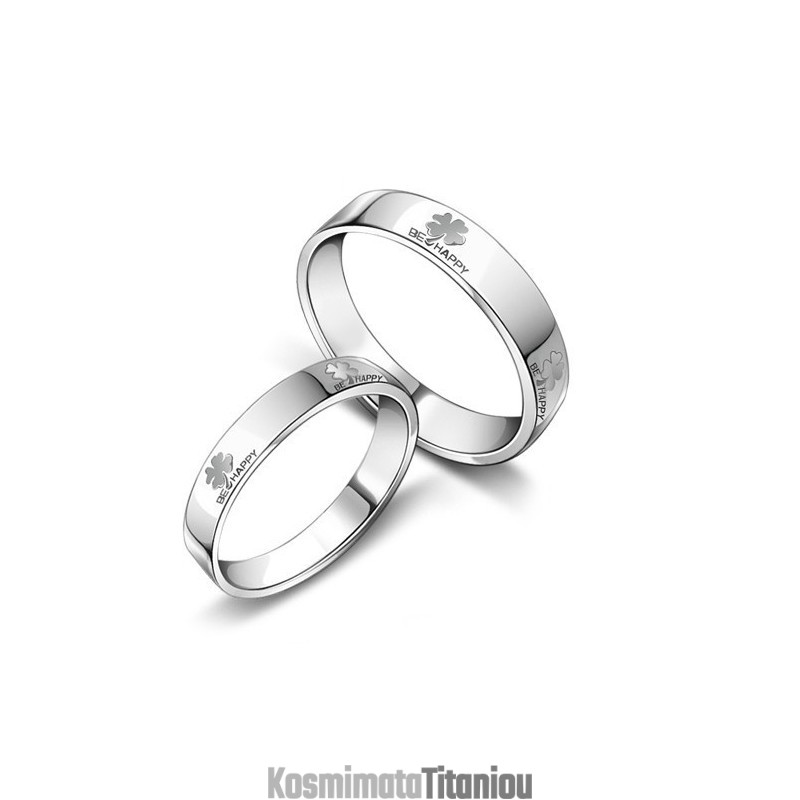 Γνωστό Για Το Δαχτυλίδι Τιτανίου Υψηλής Ποιότητας Σε Σχήμα Τριφυλλιού Με Επιπλατινωμένη Για Ερωτευμένους