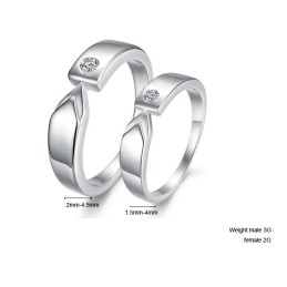 Δαχτυλίδι Τιτανίου Υψηλής Ποιότητας Με Επιπλατινωμένη Για Εραστές Με Στρας