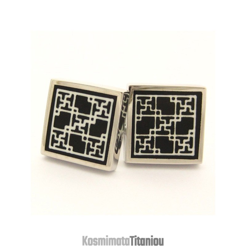 Μανικετόκουμπα Από Τιτάνιο Και Μαύρο Επιμεταλλωμένο Με Ip