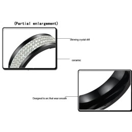 Δαχτυλίδι Από Κεραμικό Βολφραμίου Εξαιρετικής Ποιότητας Σε Μαύρο Χρώμα Με Στρας