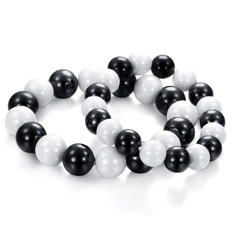 Υψηλής Ποιότητας Μαύρο Και Άσπρο Κεραμικό Βραχιόλι Βολφραμίου Για Εραστές