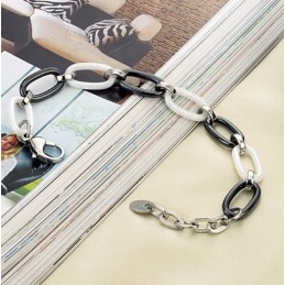 Υψηλής Ποιότητας Γυναικείο Μαύρο Και Άσπρο Κεραμικό Βραχιόλι Βολφραμίου