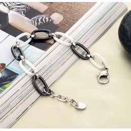 Υψηλής Ποιότητας Γυναικείο Μαύρο Και Άσπρο Κεραμικό Βραχιόλι Βολφραμίου