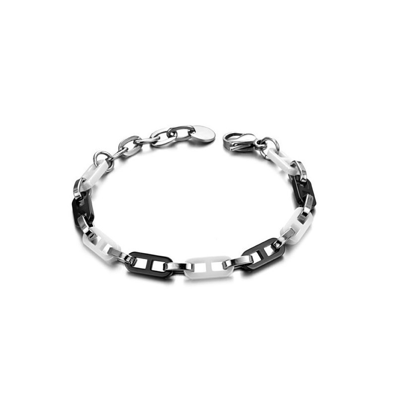 Υψηλής Ποιότητας Γυναικείο Μαύρο Και Άσπρο Κεραμικό Βραχιόλι Βολφραμίου