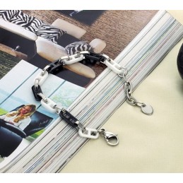 Υψηλής Ποιότητας Γυναικείο Μαύρο Και Άσπρο Κεραμικό Βραχιόλι Βολφραμίου