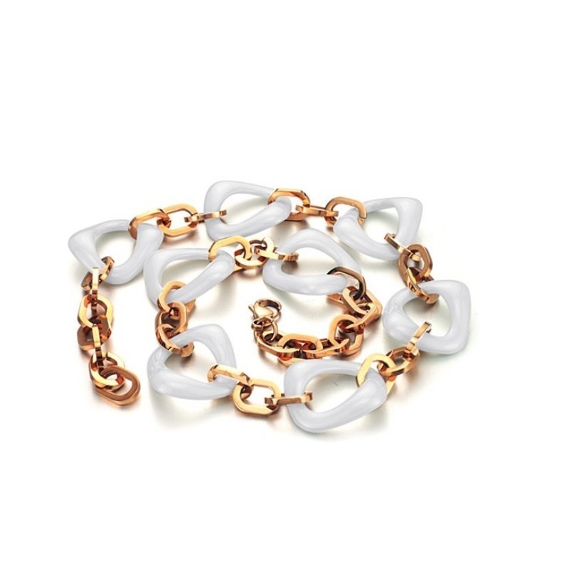 Κολιέ Από Κεραμικό Βολφραμίου Με Επιμετάλλωση Εγγυημένης Ποιότητας Και Ποσότητας Από Ροζ Χρυσό