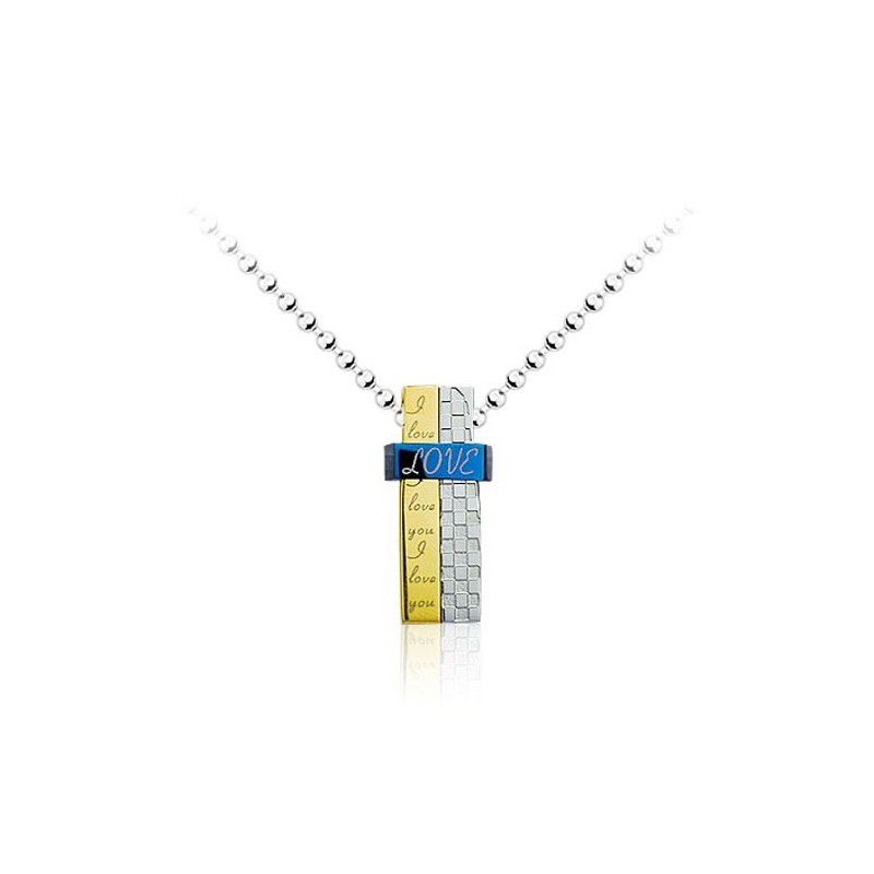 Λεπτό Ανδρικό Μπλε Και Άσπρο Αφαιρούμενο Μενταγιόν Τιτανίου - Χωρίς Αλυσίδα