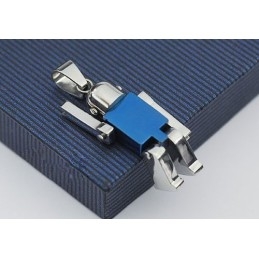 Χαριτωμένο Μπλε Ανδρικό Μενταγιόν Από Τιτάνιο Σε Σχήμα Ρομπότ - Δωρεάν Αλυσίδα