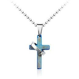 Δημοφιλές Ανδρικό Μενταγιόν Από Τιτάνιο Blue Cross - Δωρεάν Αλυσίδα