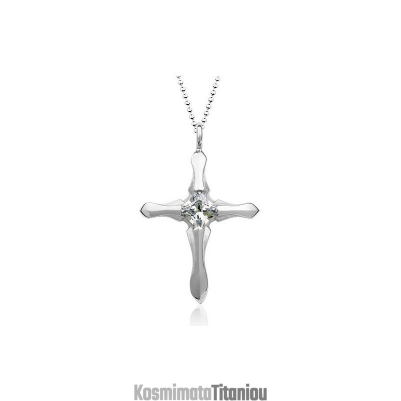 Κομψό Ανδρικό Μενταγιόν Σταυρού Από Τιτάνιο - Δωρεάν Αλυσίδα
