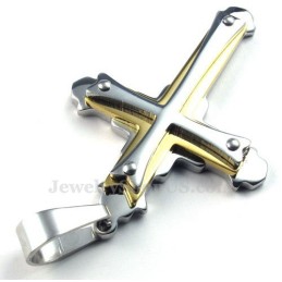 Κολιέ Με Τρεις Σταυρούς Από Χρυσό Και Ασήμι Από Τιτάνιο (Δωρεάν Αλυσίδα)