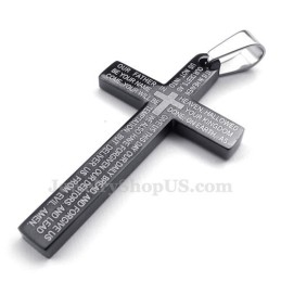 Κολιέ Με Μαύρο Σταυρό Από Τιτάνιο Scripture (Δωρεάν Αλυσίδα)